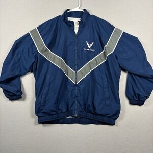 US Air Force PTU Jacket Reflective Chevron Full Zip Size Medium Short Blue